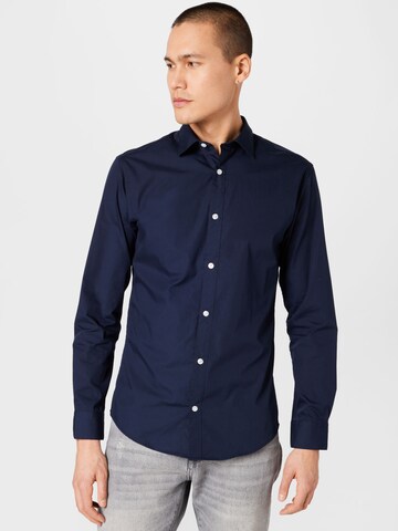 JACK & JONES Slim fit Button Up Shirt in Blue: front