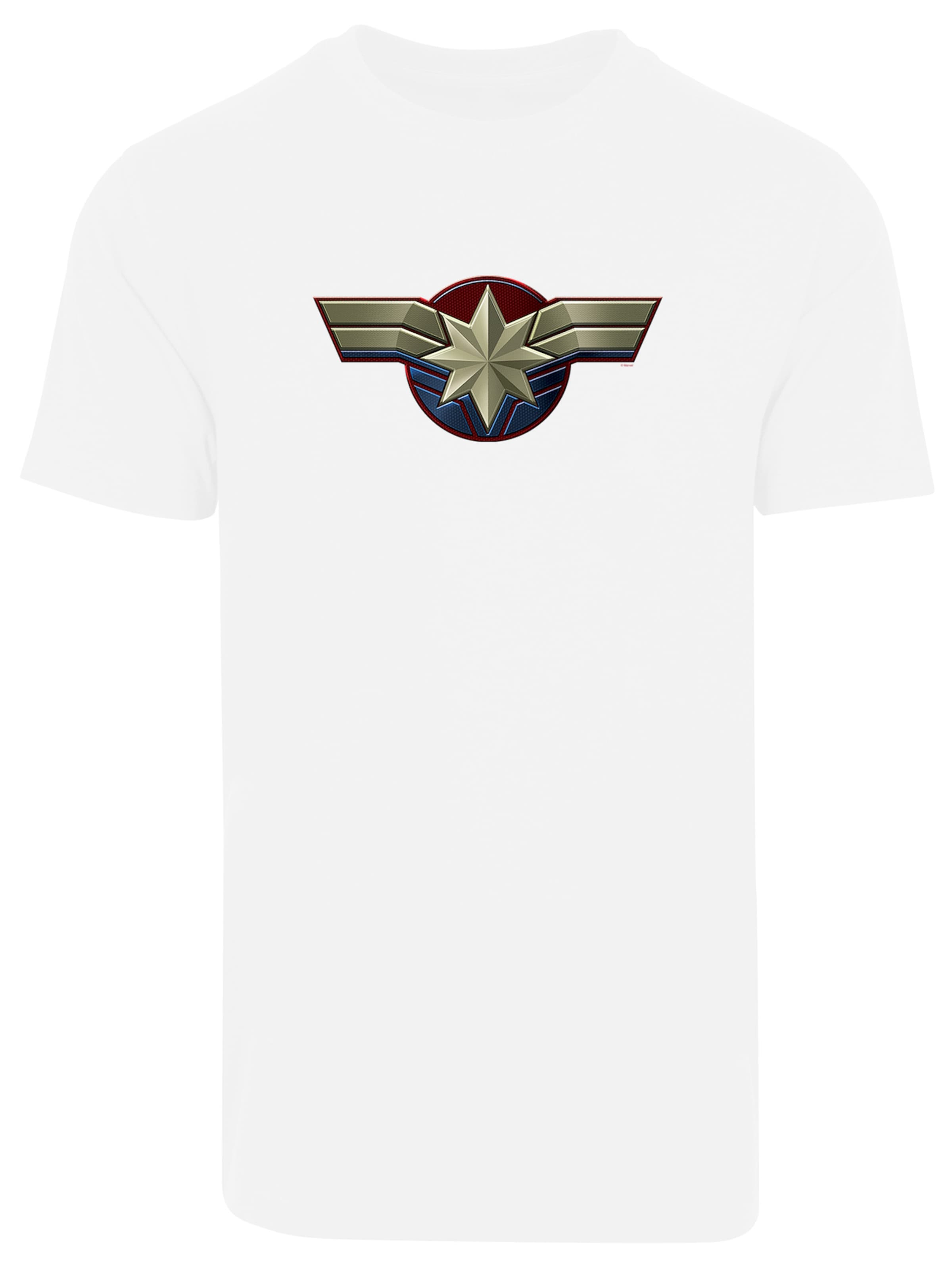 T-Shirt 'Captain Marvel Chest Emblem' F4NT4STIC en blanc : devant