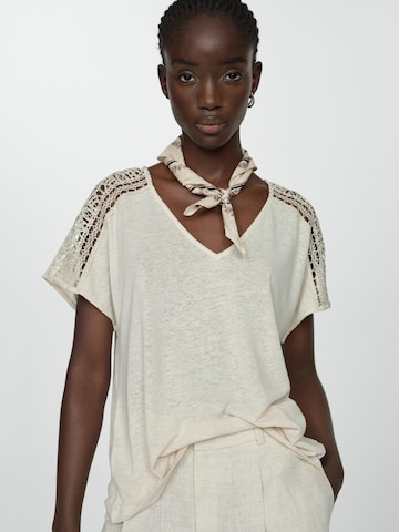 MANGO Shirt 'MACA' in Beige: voorkant