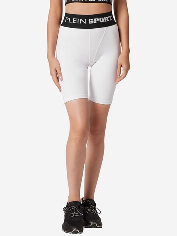 Plein Sport - Skinny Pantalón deportivo en blanco: frente