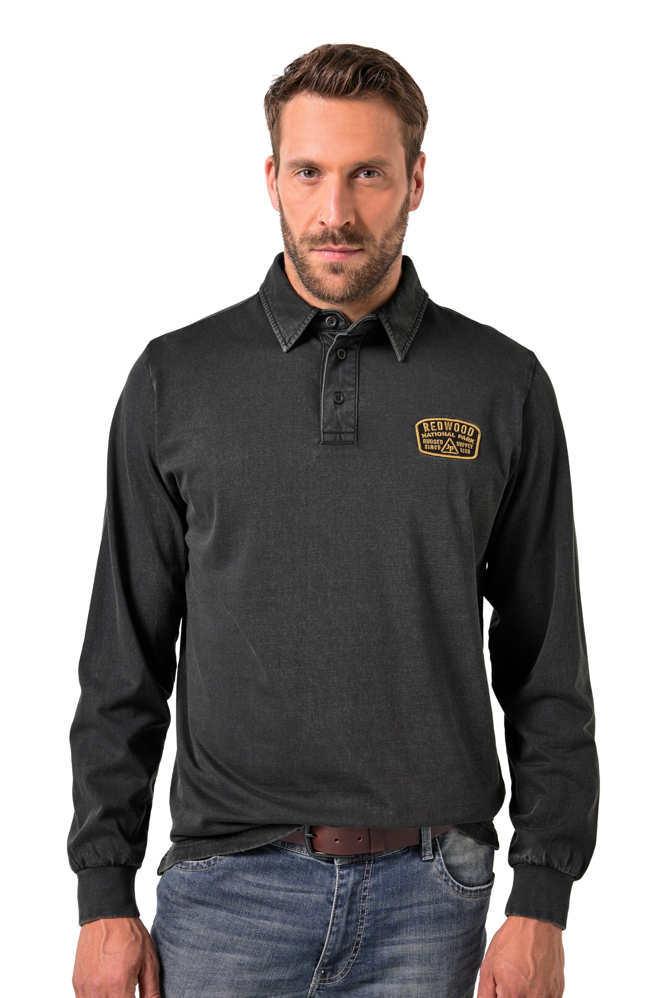 JP1880 Poloshirt in Schwarz: Vorderseite