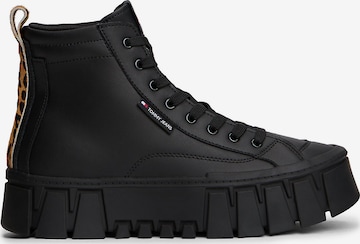 Tommy Jeans High-Top Sneakers in Black: front