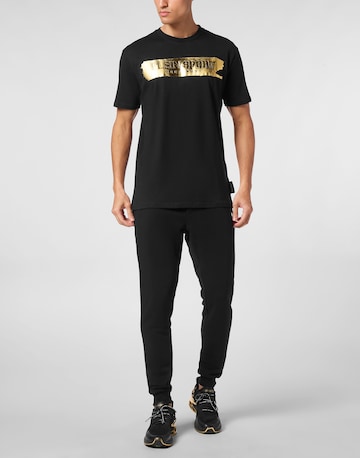 Plein Sport - Camiseta 'Silver Brush' en negro
