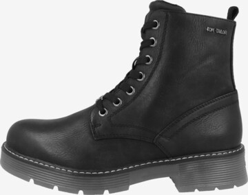 TOM TAILOR Schnürstiefelette in Schwarz