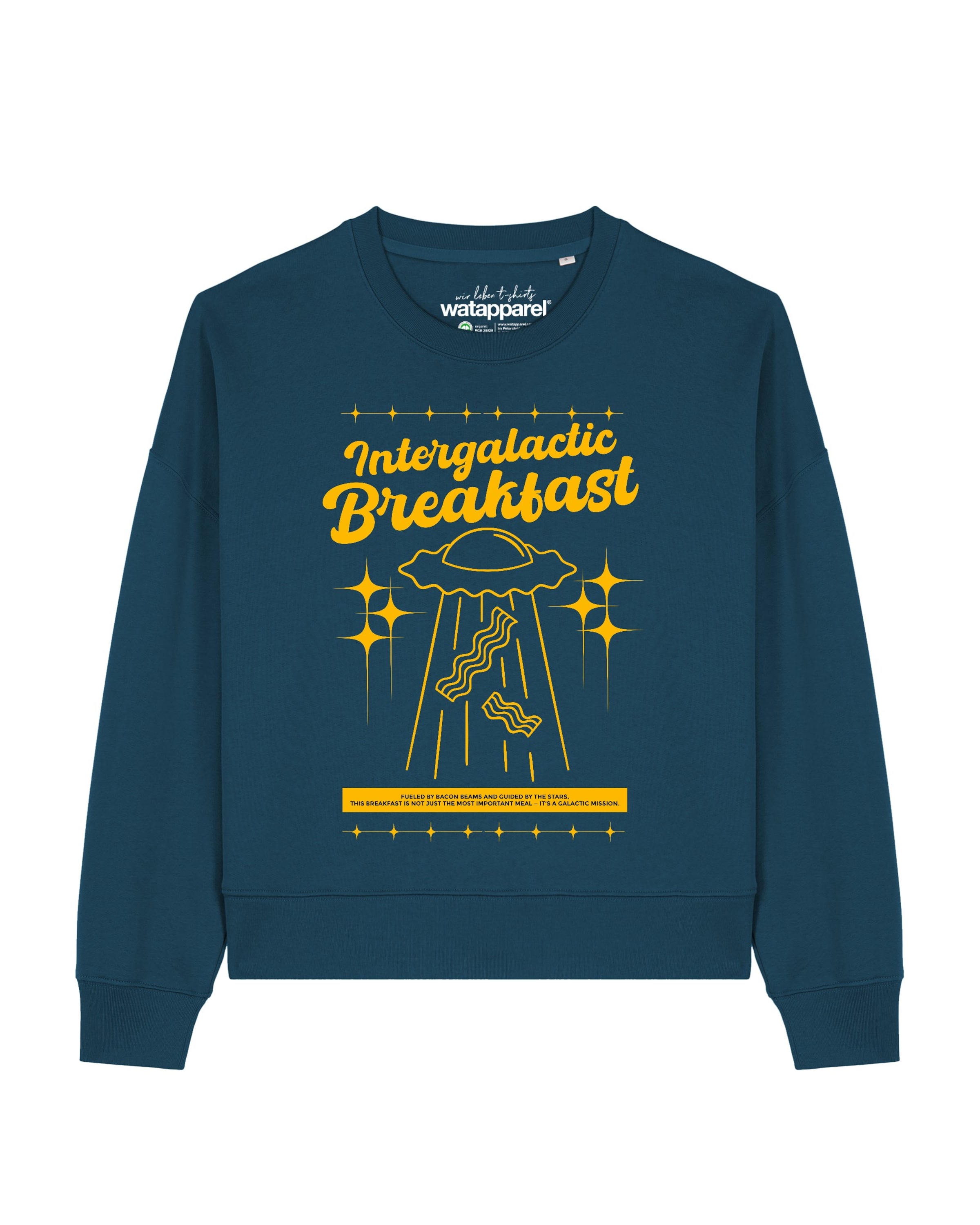 Sweat-shirt ' Intergalactic Breakfast ' Watapparel en vert : devant