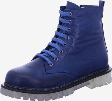 Gemini Lace-Up Ankle Boots in Blue: front