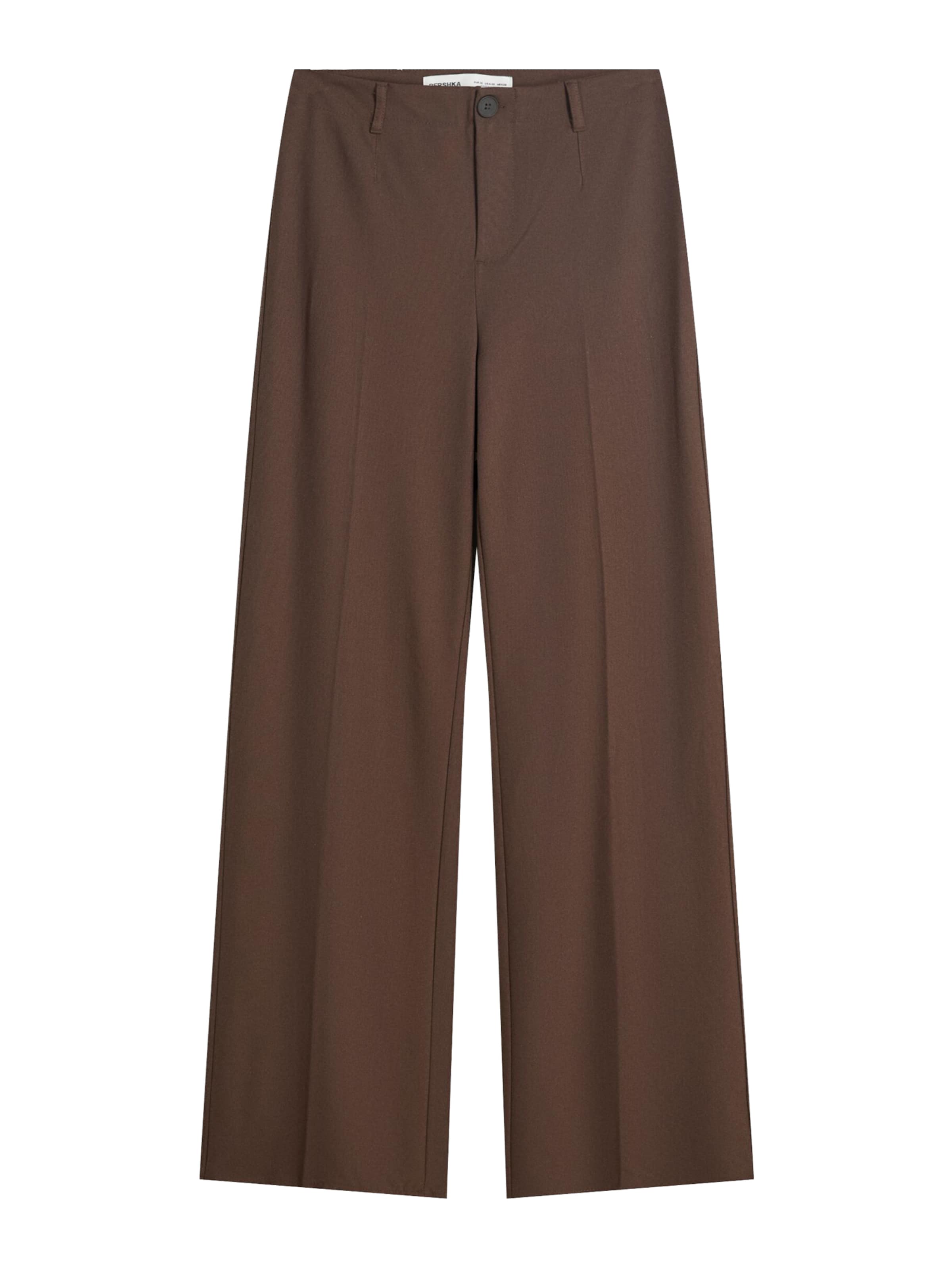 Bershka Štandardný strih Nohavice s pukmi - Hnedá: predná strana