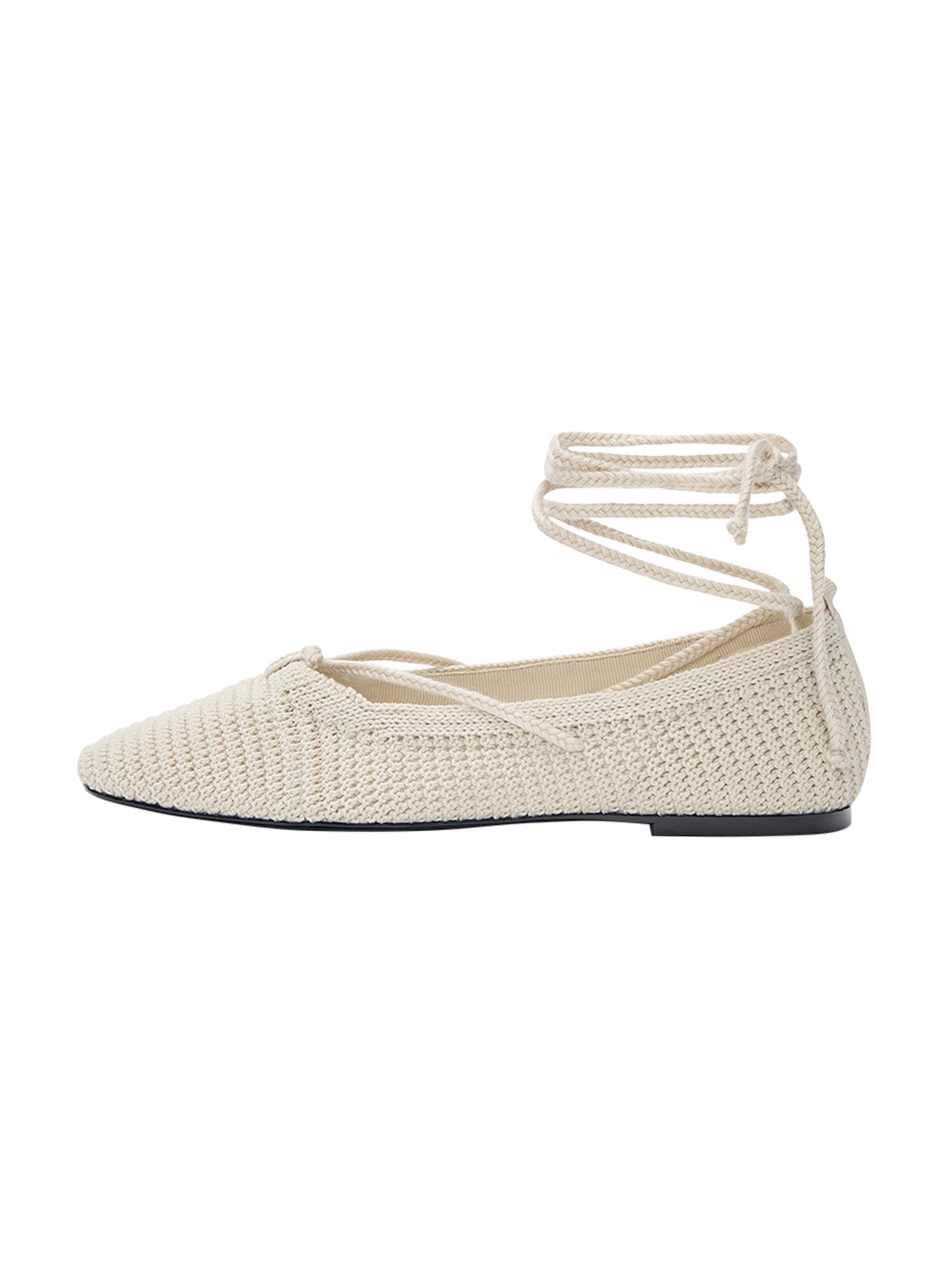 Pull&Bear Ballet Flats with Strap in Beige
