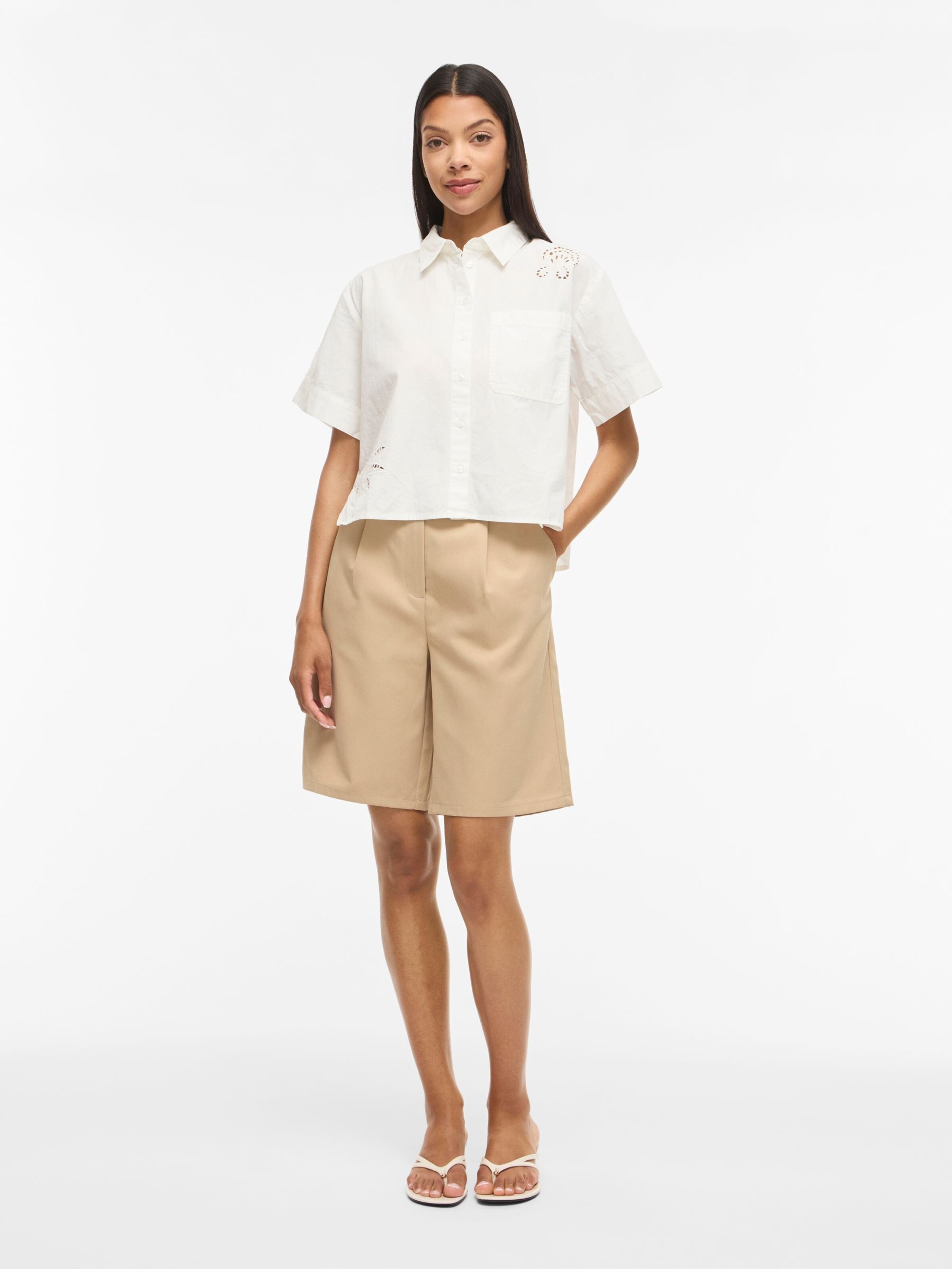 Wide Leg Pantalon VILA en beige : devant
