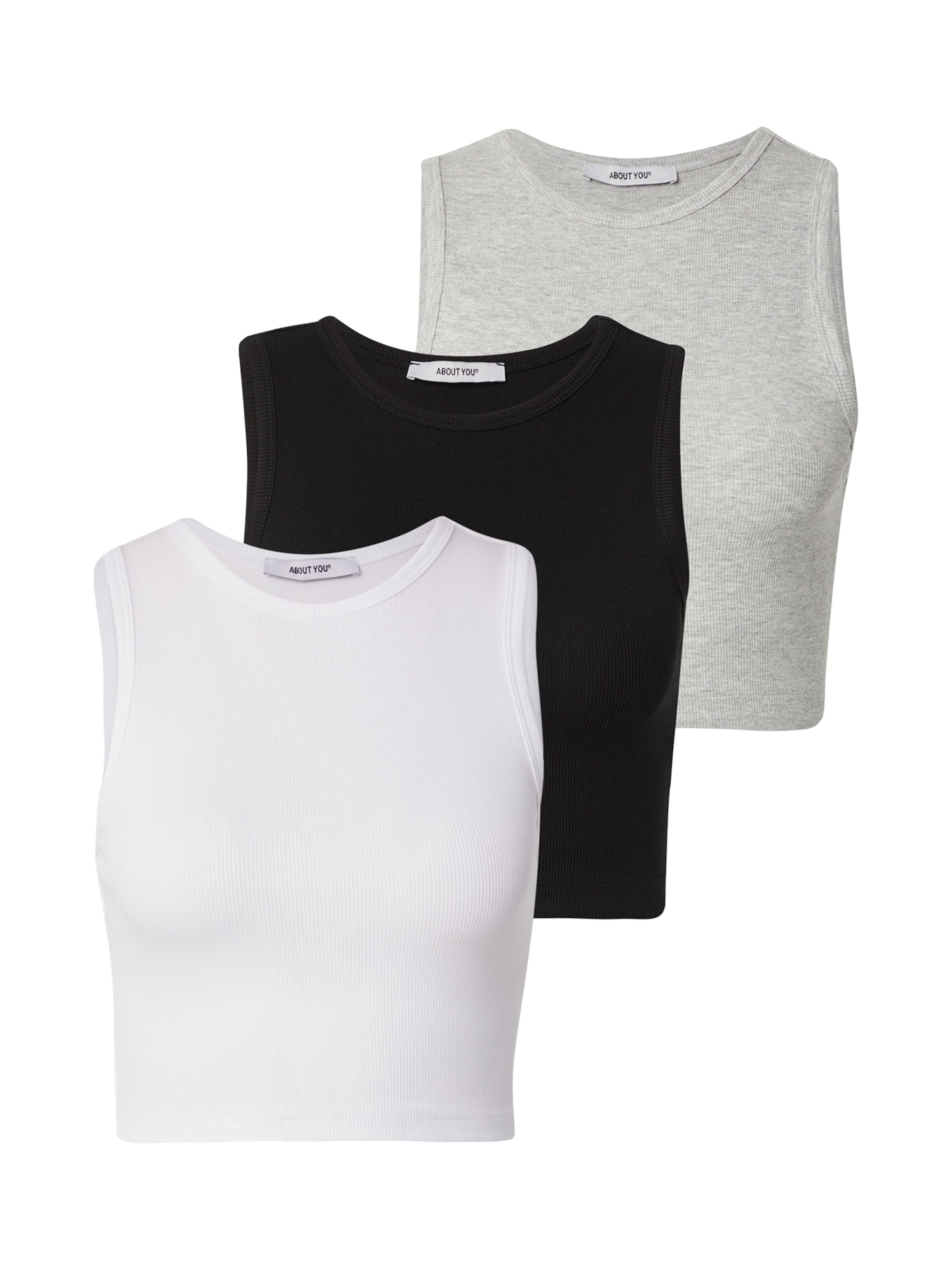 ABOUT YOU Top 'Dinah' in mottled grey / Black / White, Item view