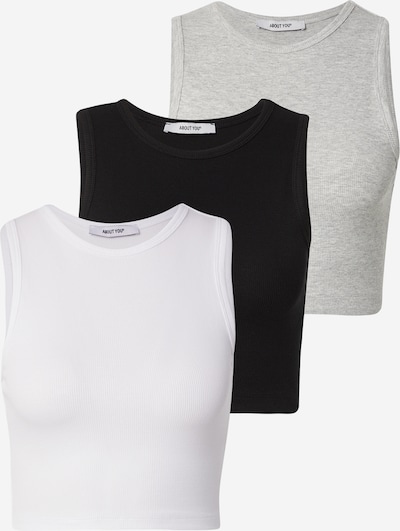 Palaidinė be rankovių 'Dinah' iš ABOUT YOU, spalva – margai pilka / juoda / balta, Prekių apžvalga