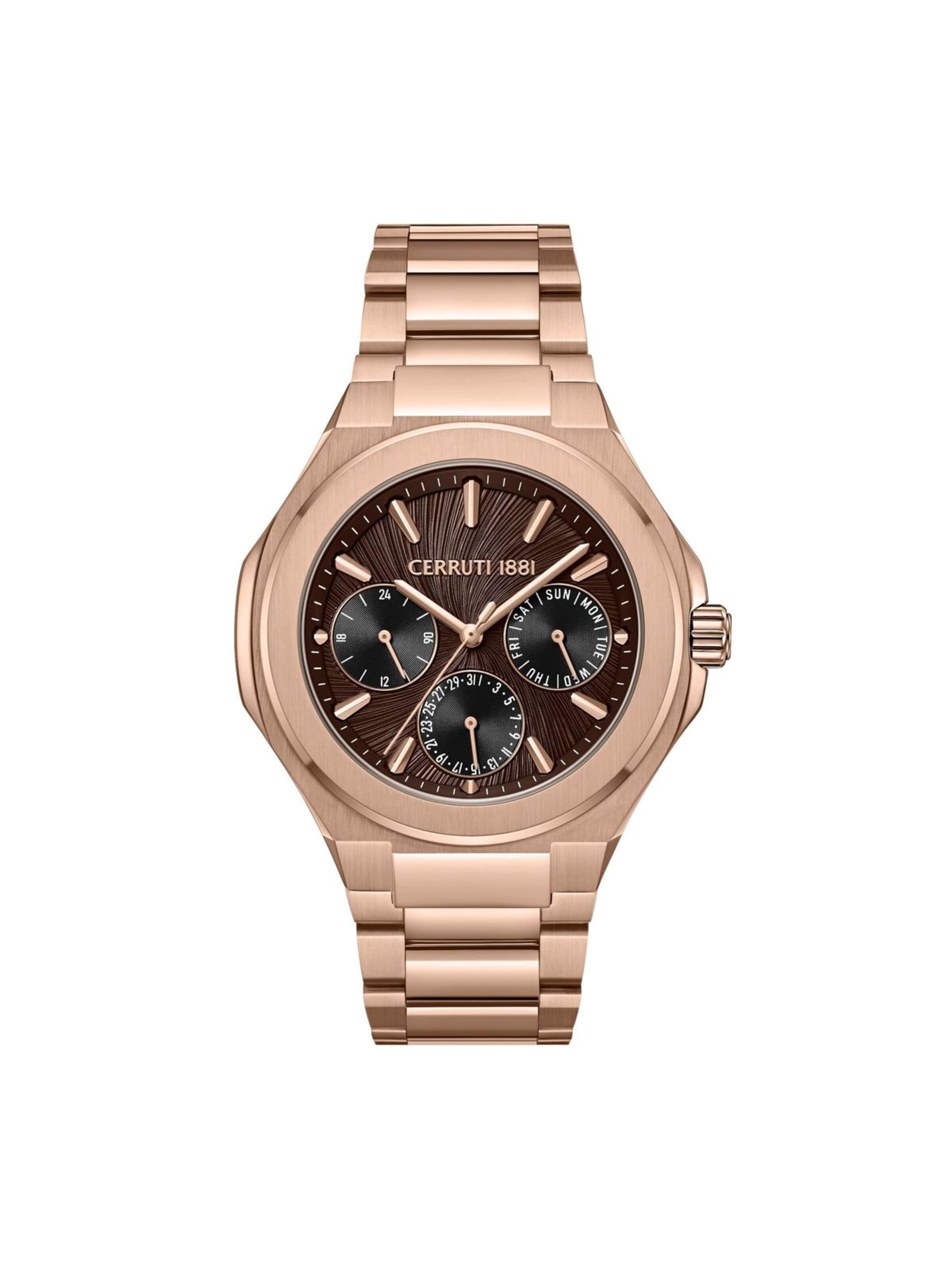 CERRUTI 1881 Analog watch 'Function watch Lucardo Slim' in Brown: front
