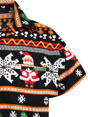 King Kameha Regular fit Button Up Shirt 'Christmas Rows' in Black