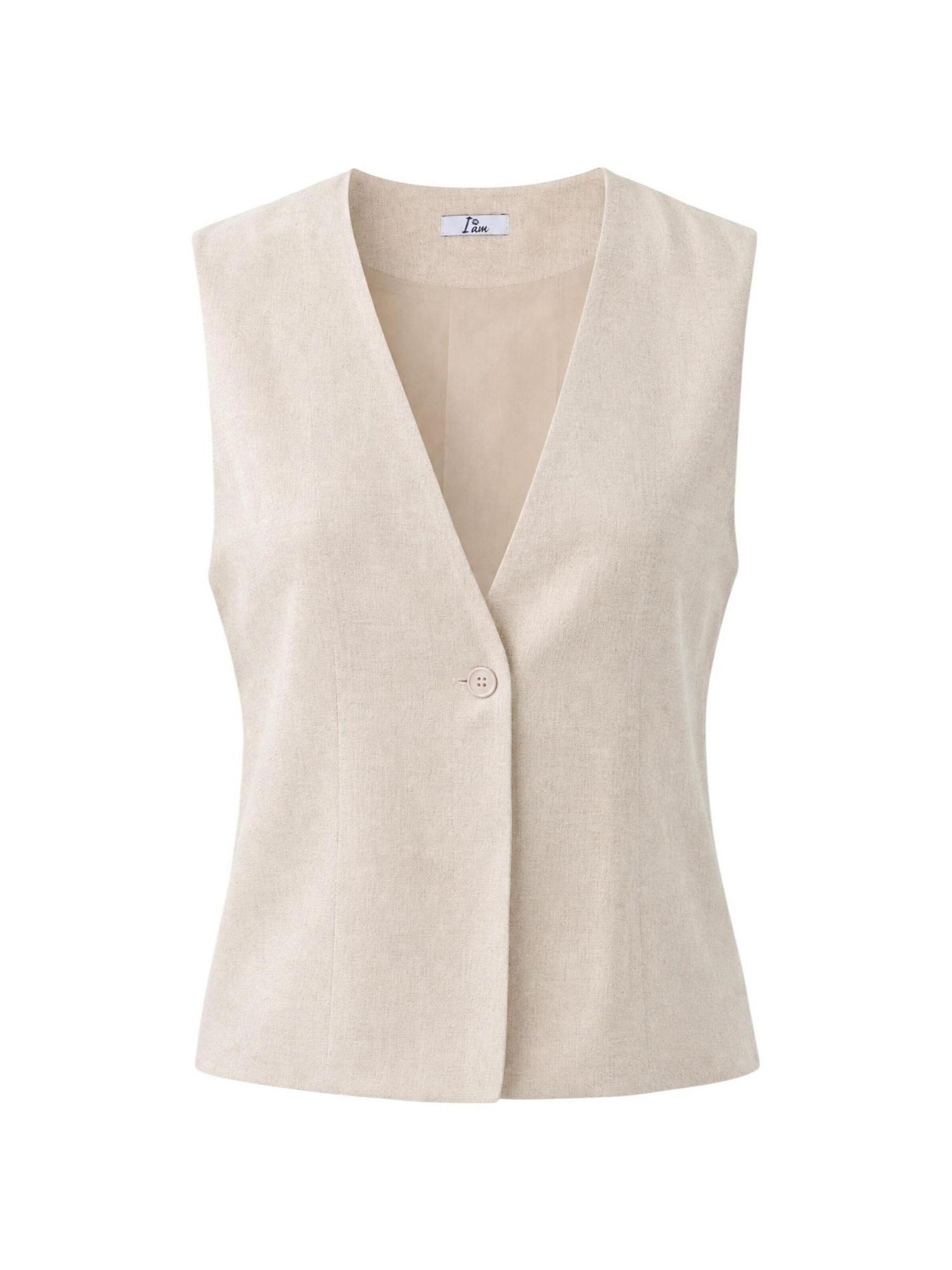 I AM Kostymväst 'Gilet Viscosa Lino 26136' i beige: framsida