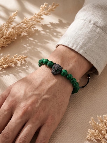 Bracelet 'Malachite Panther Beaded Bracelet' THE GEM STORIES JEWELRY en vert