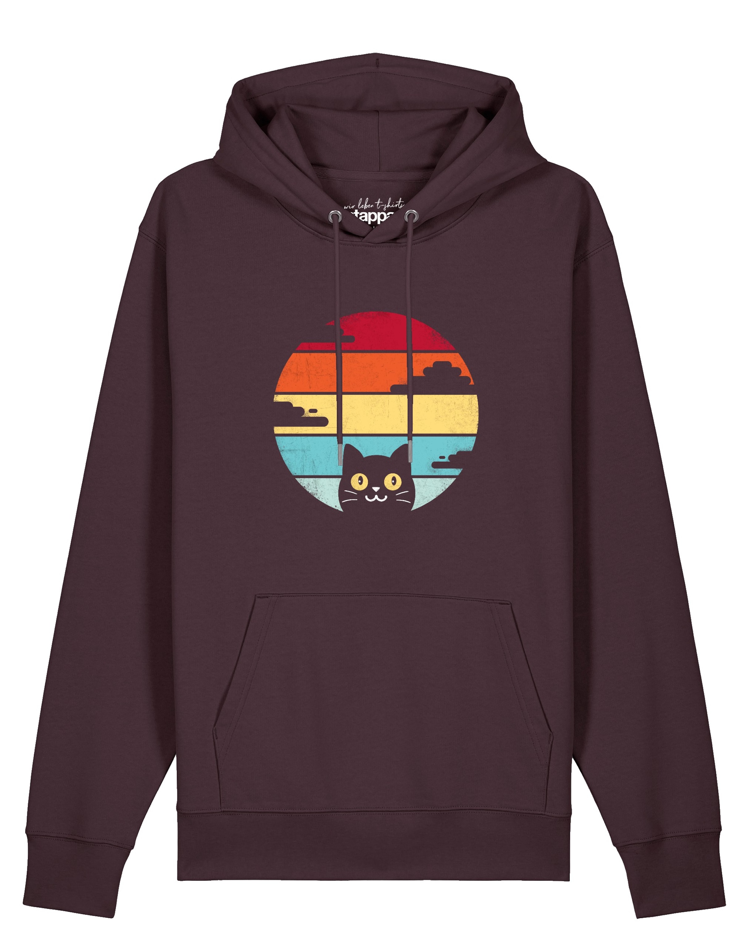 Watapparel Sweatshirt 'Retro Sunset Cat' in Rood: voorkant