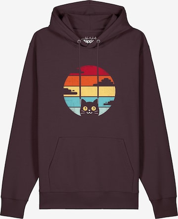 Watapparel Sweatshirt 'Retro Sunset Cat' in Rood: voorkant
