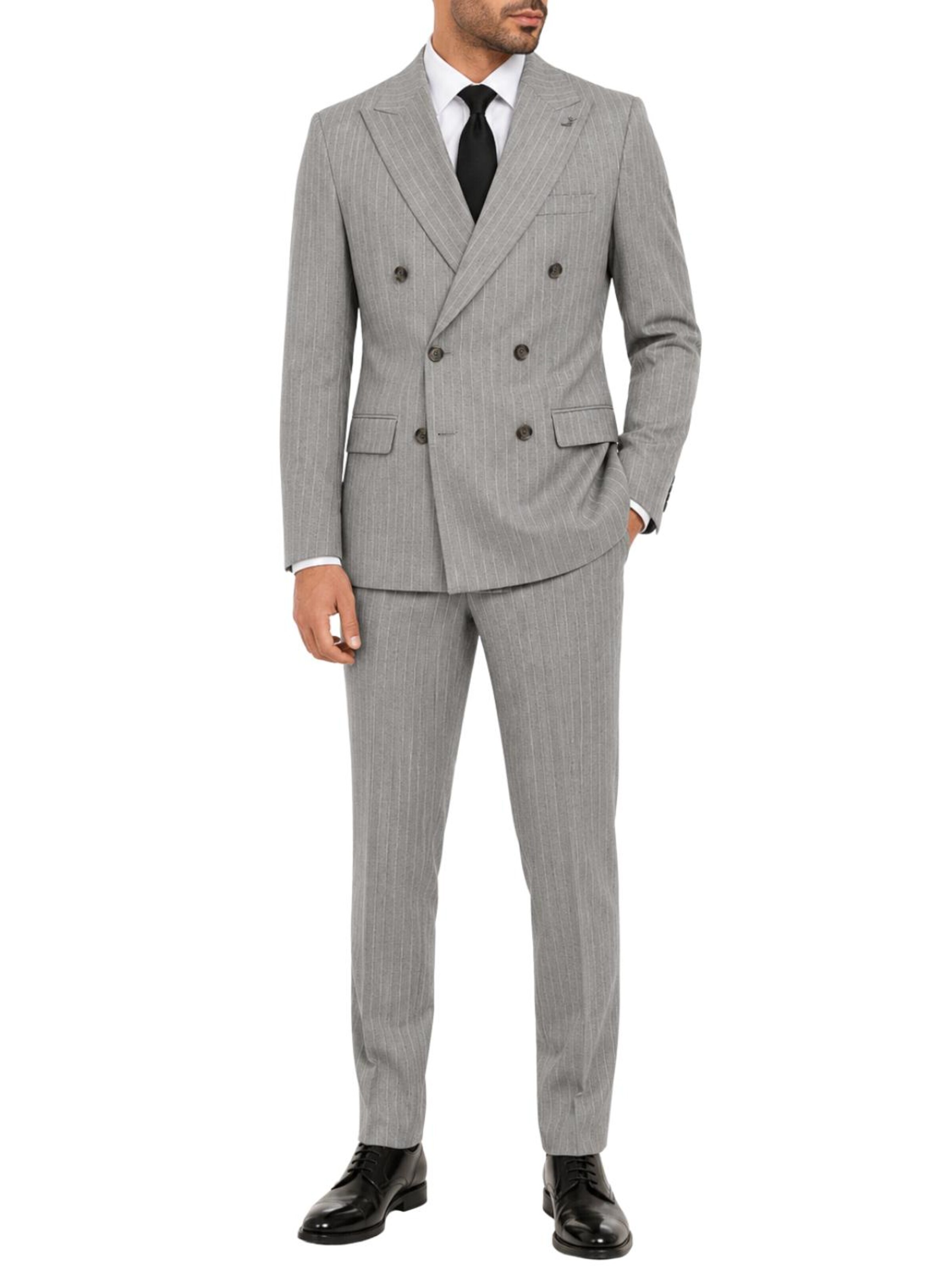 Guild Suit 'Slim Fit Zweireiher mit Nadelstreifen Anzug' in 46 in Grey, Item view