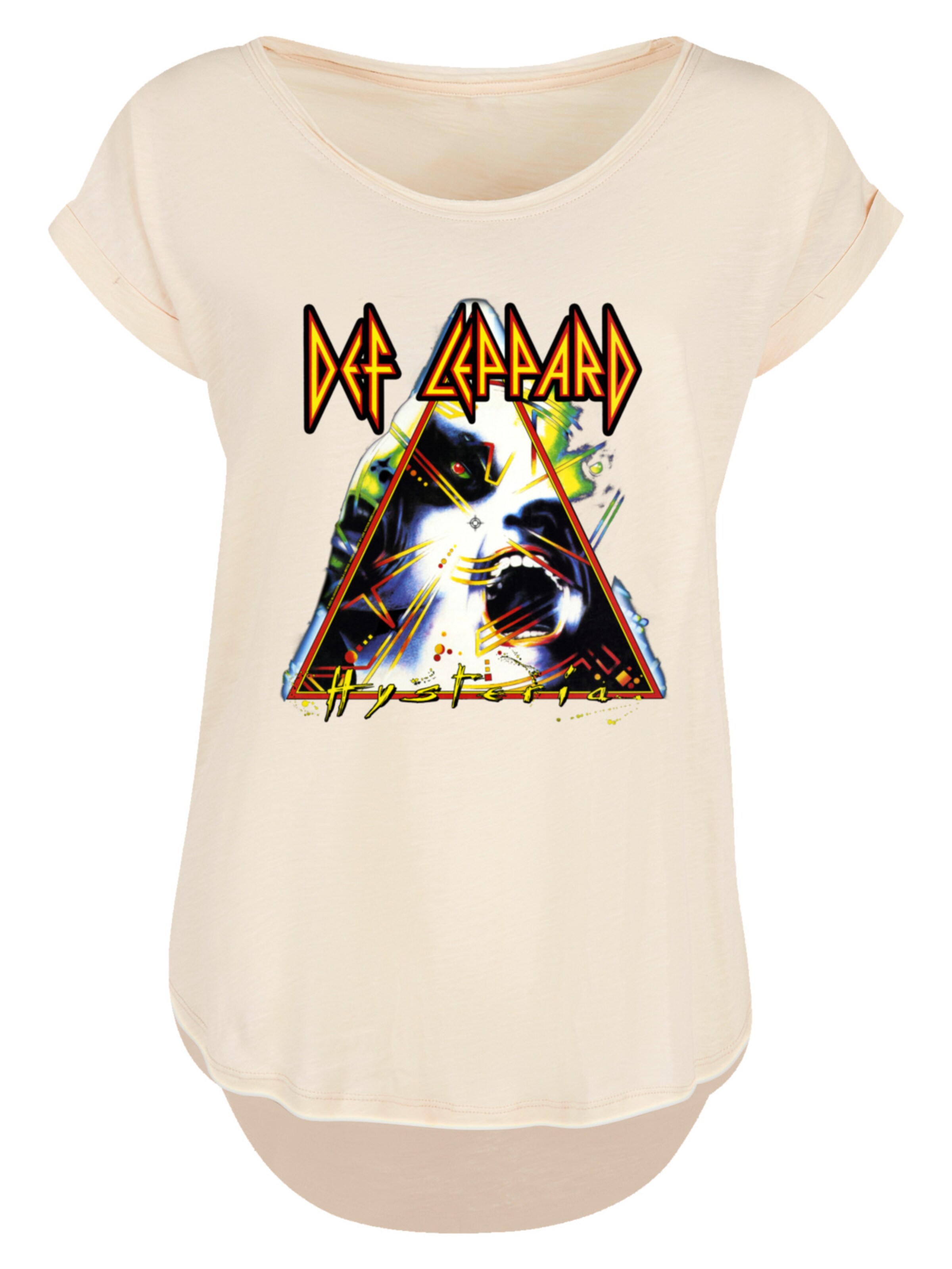 F4NT4STIC Shirt 'Def Leppard Hysteria' in Beige: voorkant