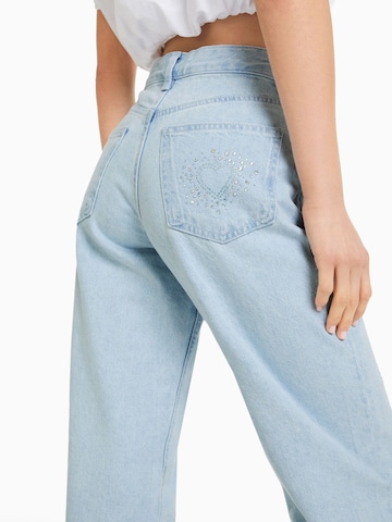 Wide leg Jeans de la Bershka pe albastru