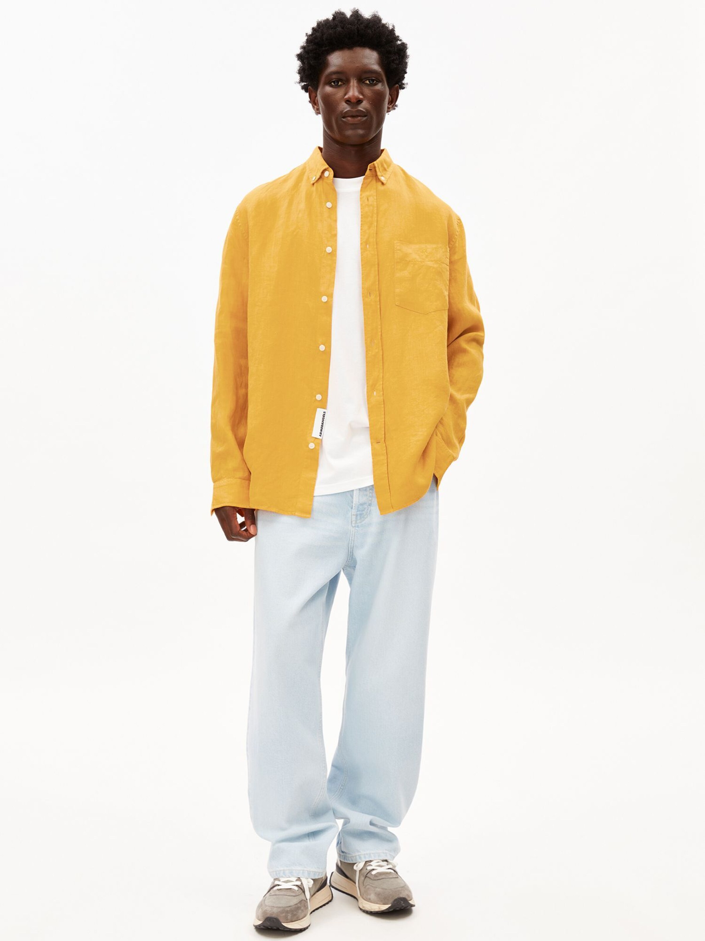 ARMEDANGELS Comfort Fit Hemd LINEN in Gelb: Vorderseite