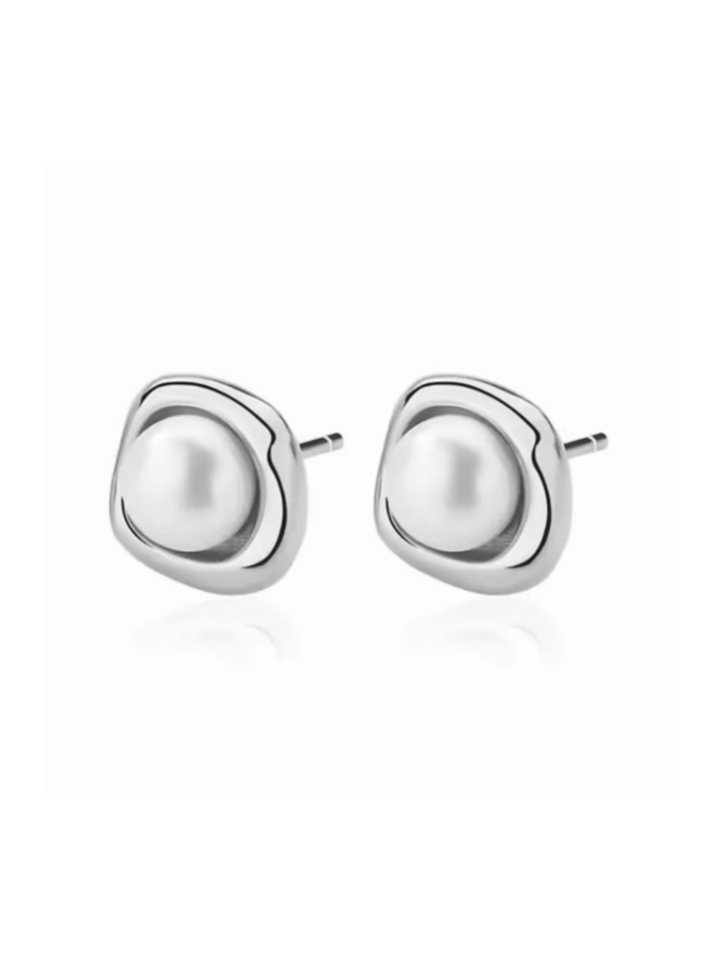 ROUGEMONT Jewellery Ohrringe 'Trendige Perlen Ohrstecker 925 Sterling Silber'‌‌‌‌‌‌‌‌ in Silber: Vorderseite