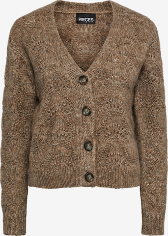 PIECES Knit cardigan 'Bibbi' in Brown: front