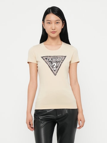 Tricou de la GUESS pe bej: față