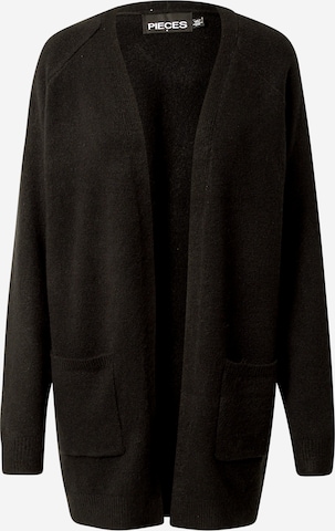 PIECES Knit Cardigan 'KERLA' in Black: front