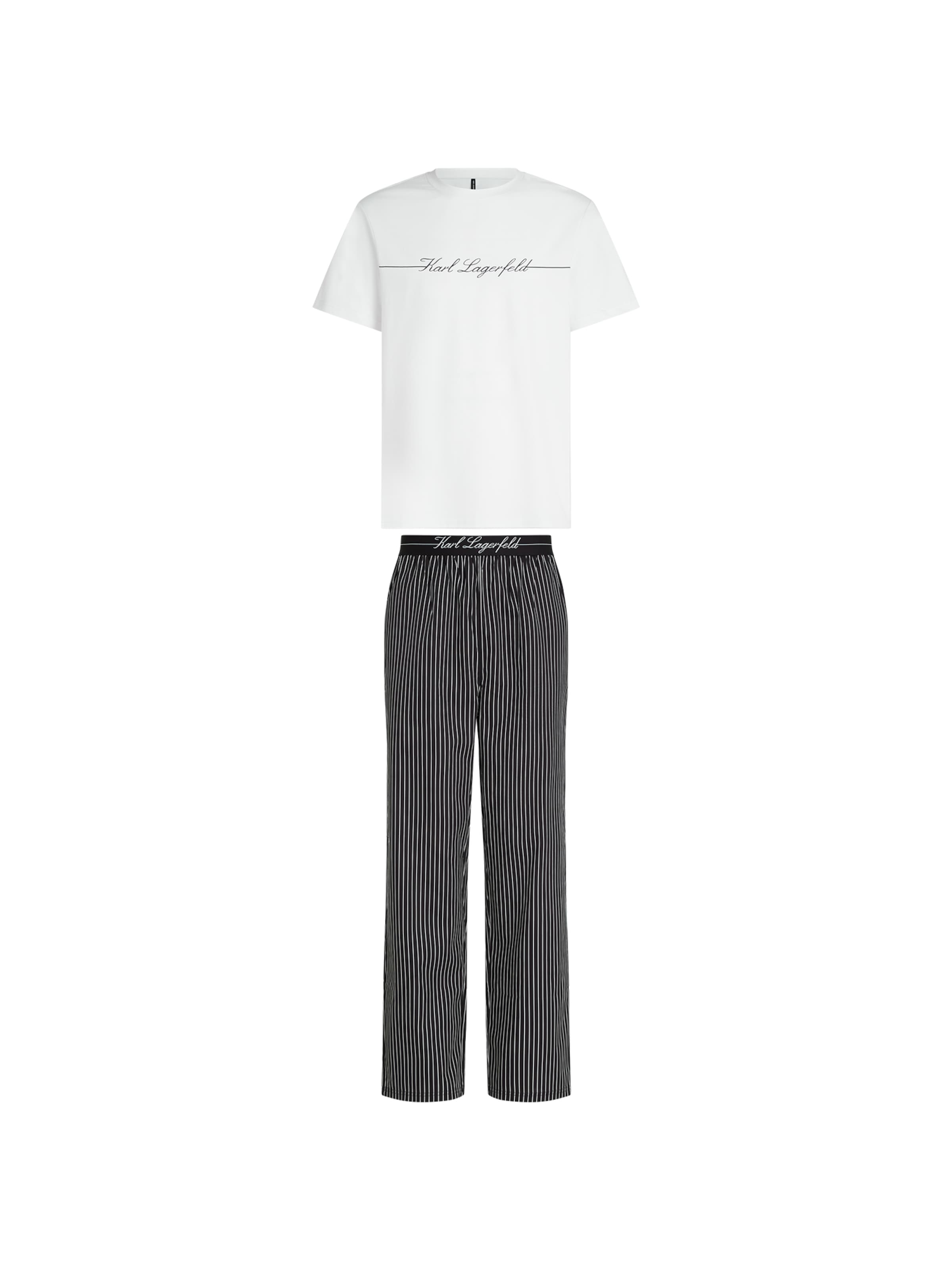 Pigiama lungo ' Pyjama-Set mit Nadelstreifenhose ' di Karl Lagerfeld in bianco: frontale