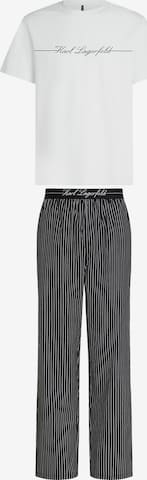Karl Lagerfeld Pitkä pyjama ' Pyjama-Set mit Nadelstreifenhose ' värissä valkoinen: etupuoli