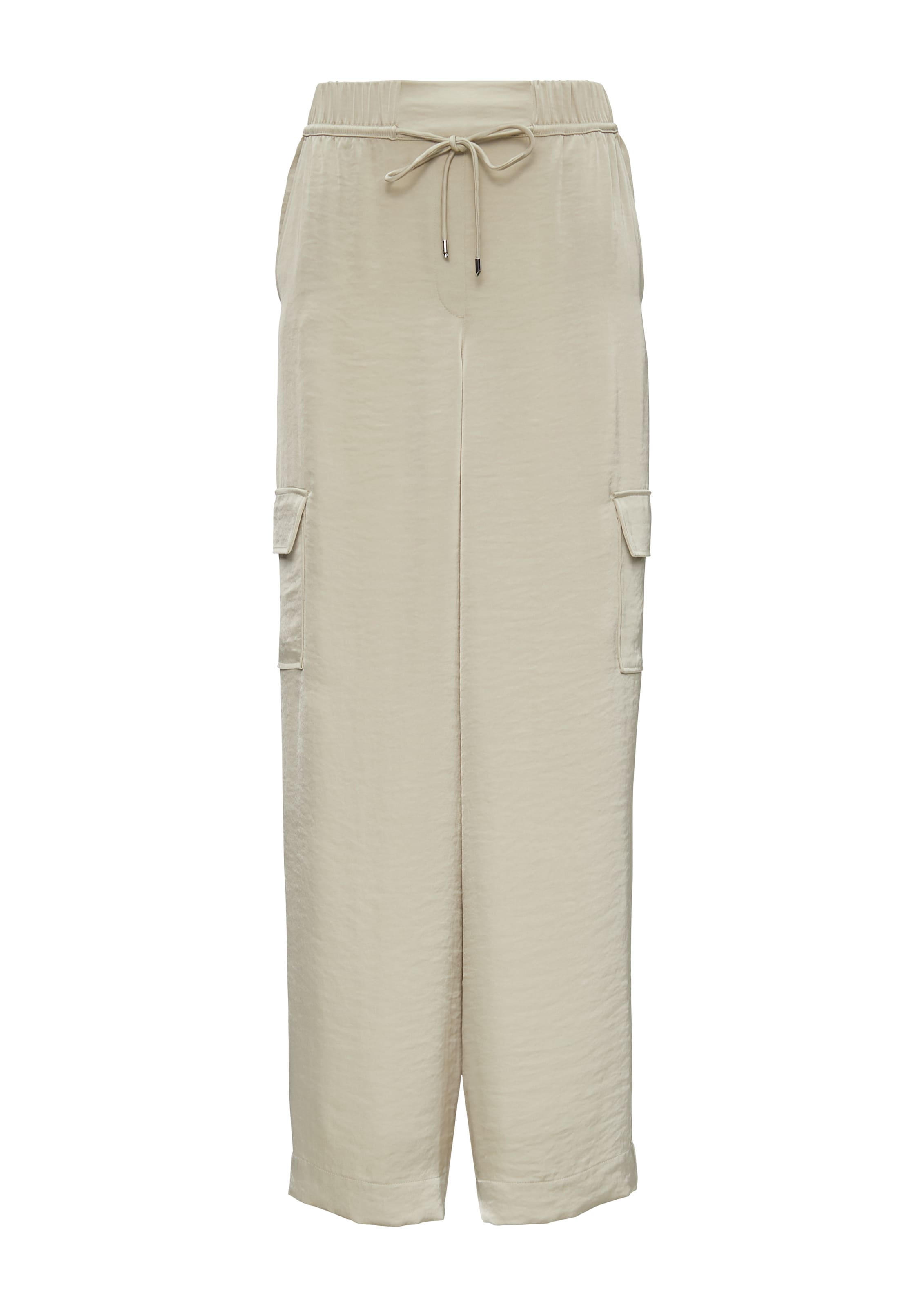s.Oliver BLACK LABEL Wide leg Cargobroek in Beige: voorkant