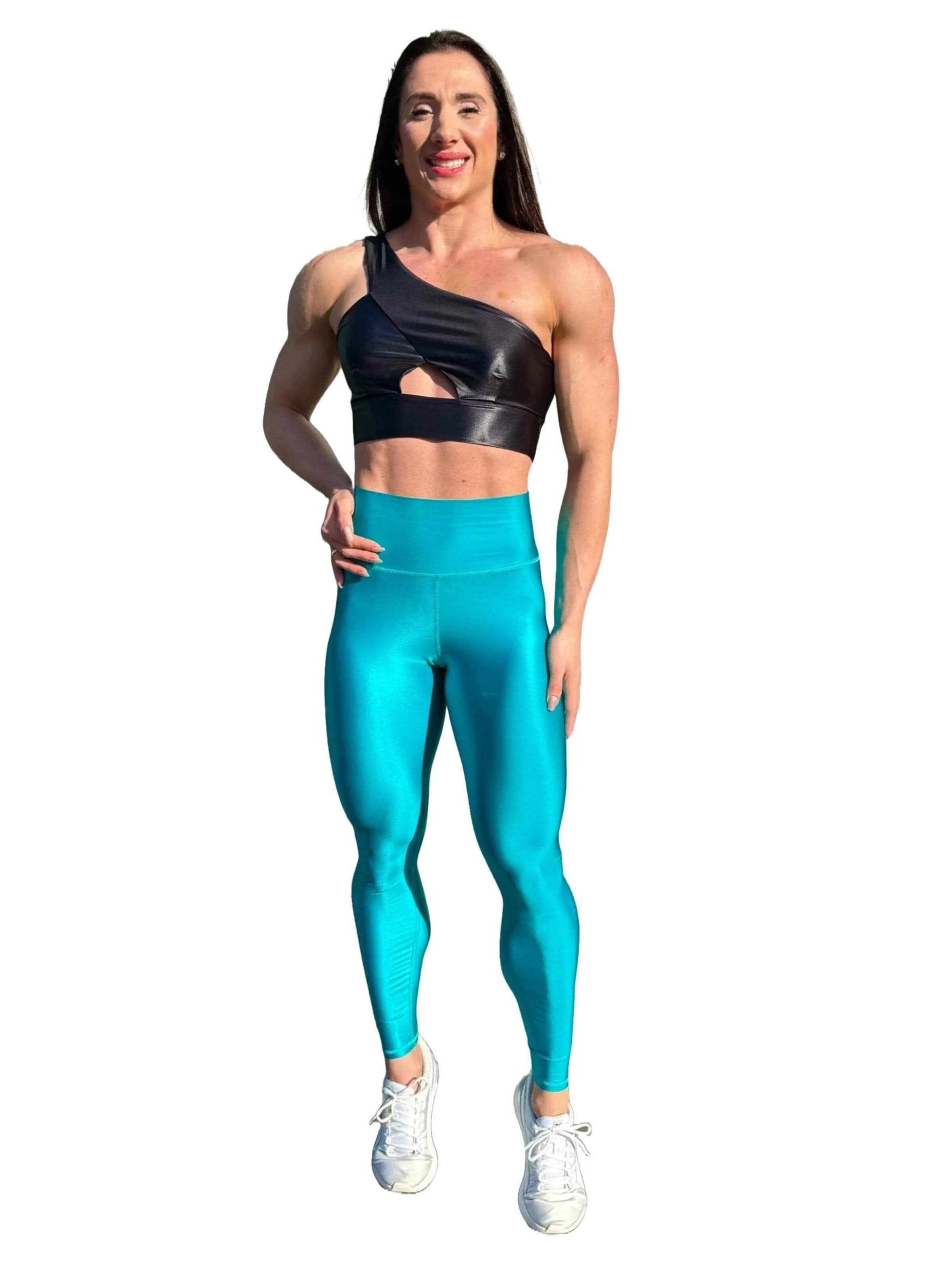 LUXFEEL Skinny Leggings 'High-Waist Pearl Shine Leggings' in Blue