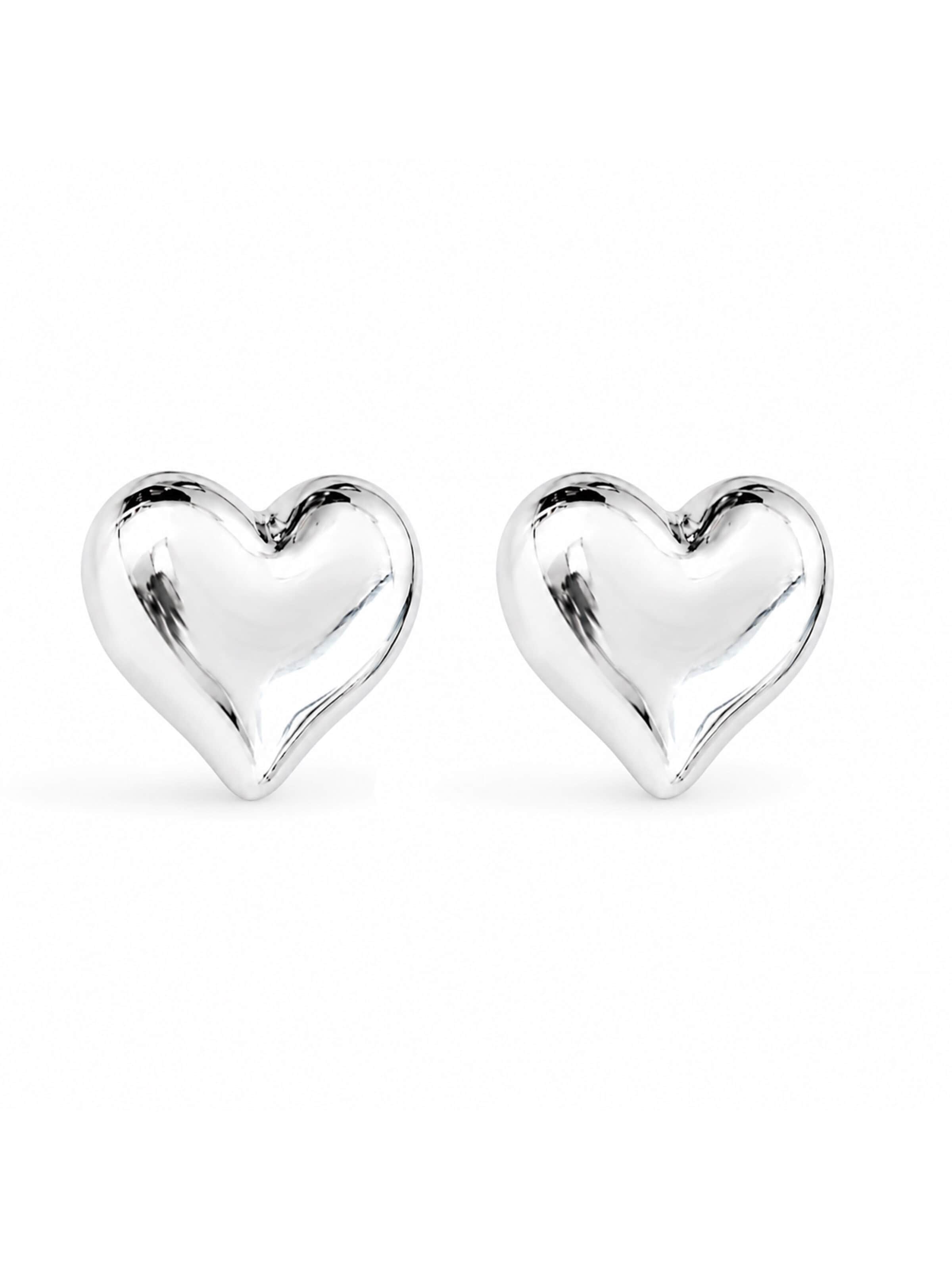 Nightini Earrings 'Heart Stud Earrings Silver' in Silver: front