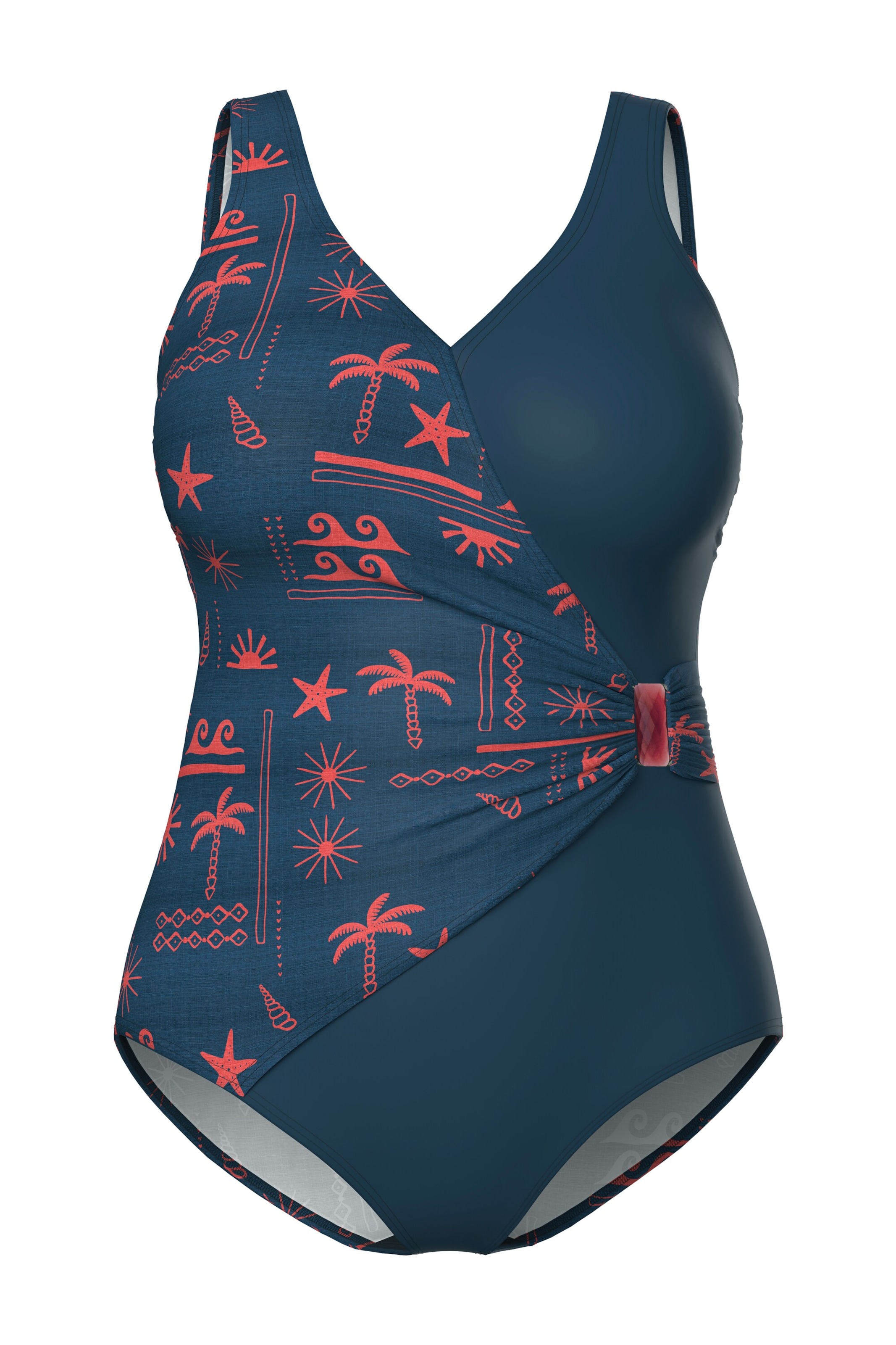 Ulla Popken Bralette Swimsuit in Blue: front