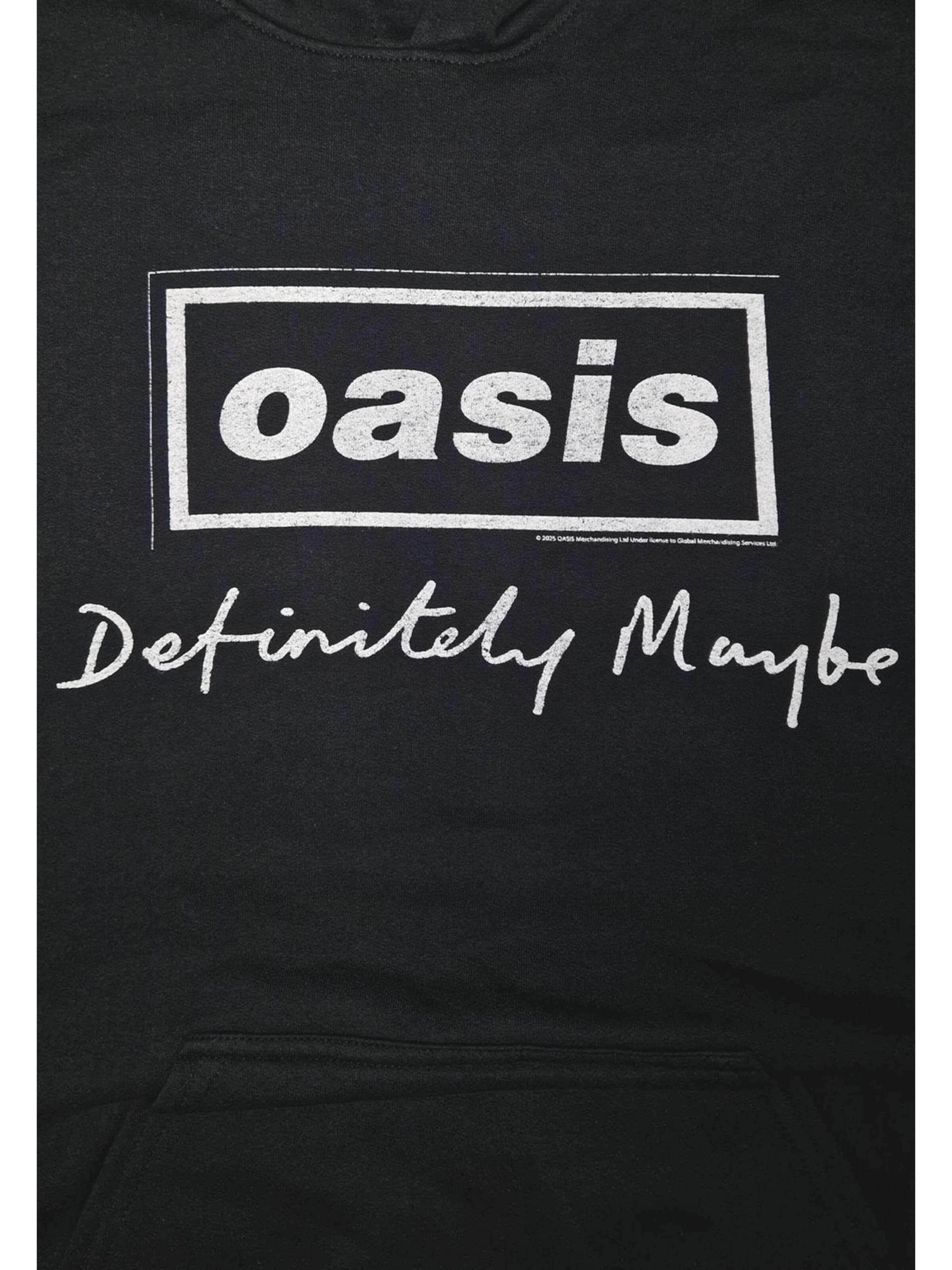 Oasis Sweatshirt 'Oasis- Definitely Maybe Script Kapuzenpullover' in Black