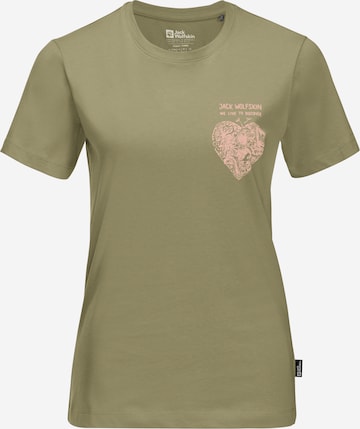 Tricou 'DISCOVER HEART' de la JACK WOLFSKIN pe verde: față