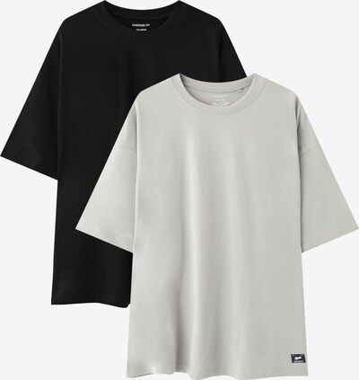 Pull&Bear T- Shirt in hellgrau / schwarz, Produktansicht