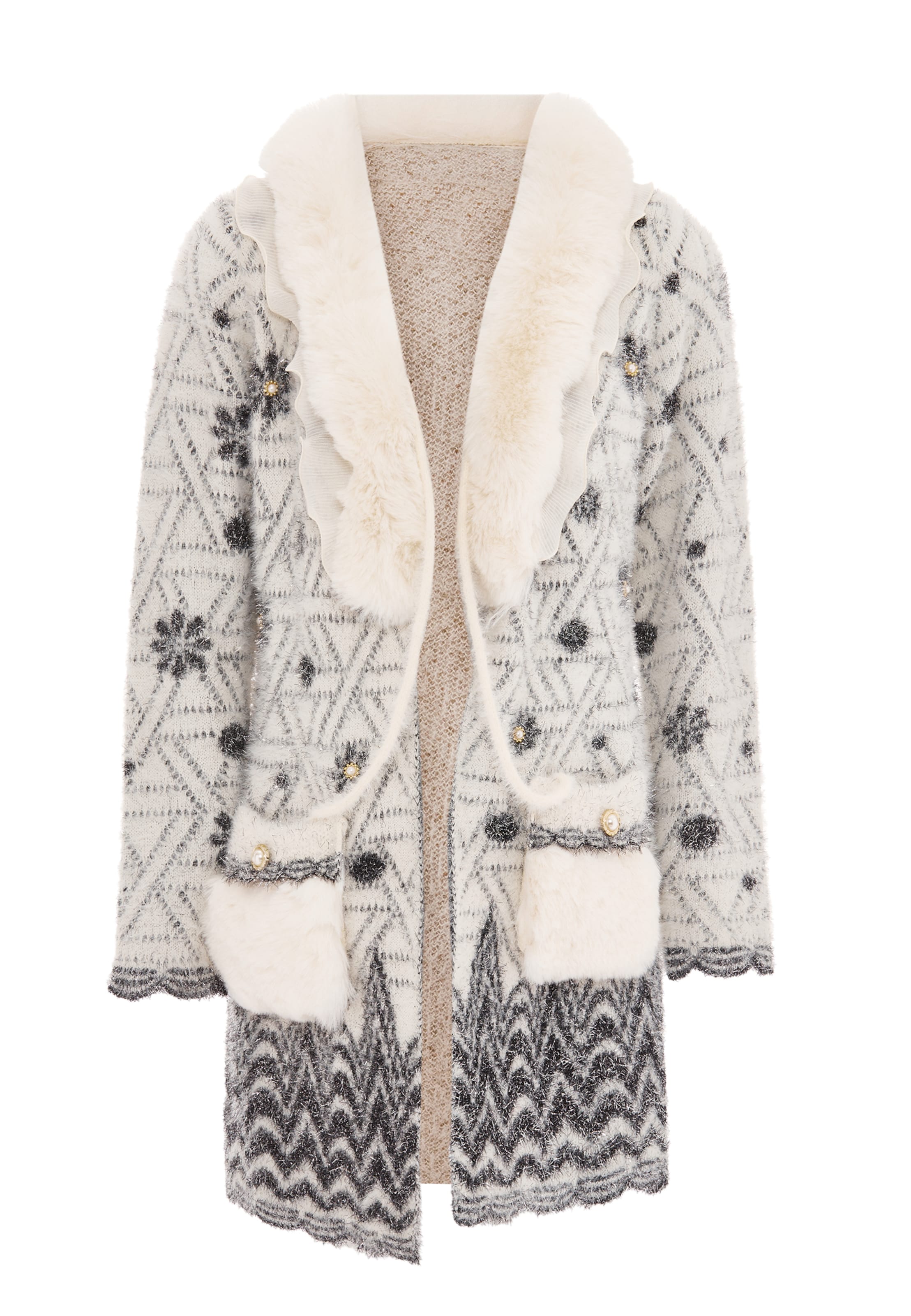 faina Strickjacke in Weiß: Vorderseite