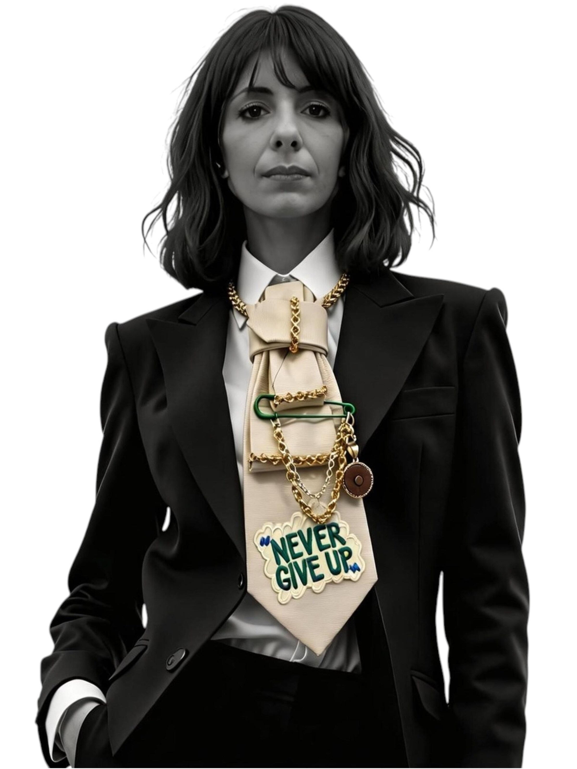 CLAUDIA DE ROSA JEWELRY Ketting 'Tie Jewel "Never Give Up"' in Beige