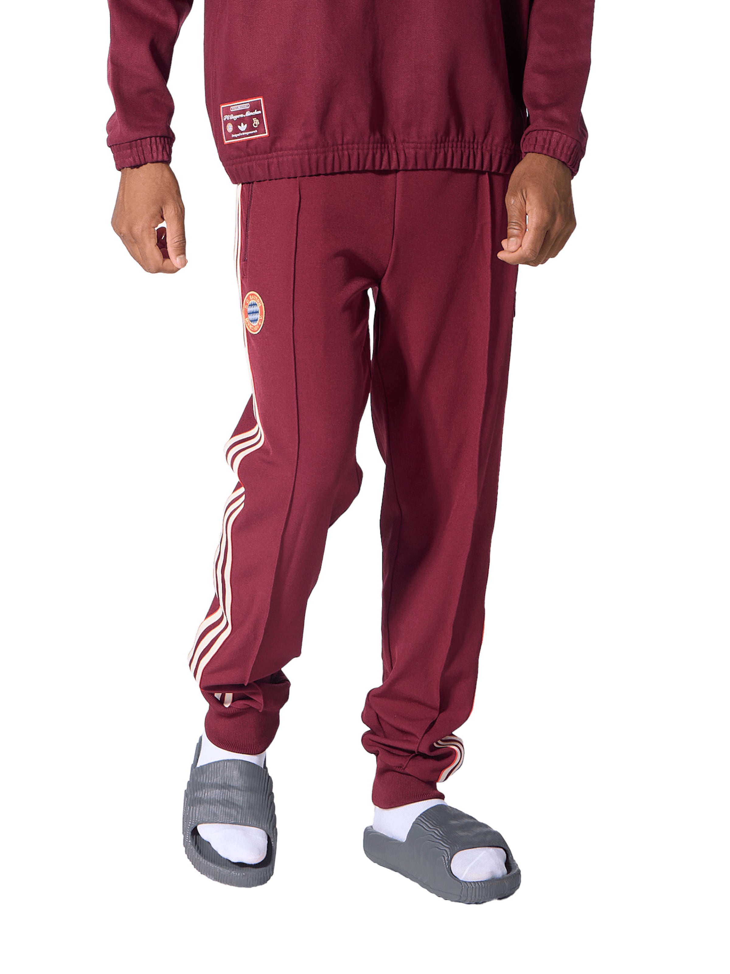 FC BAYERN MÜNCHEN Tapered Sporthose 'FC Bayern Terrace Icons' in Rot: Vorderseite