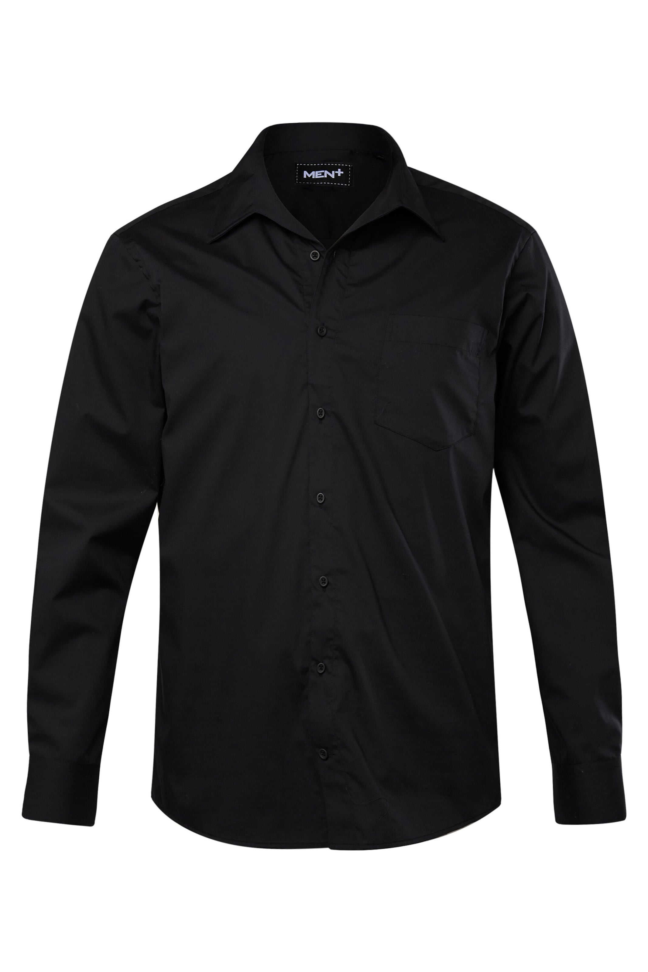 Men Plus Comfort fit Zakelijk overhemd in Zwart: voorkant