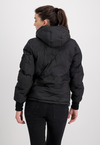 ALPHA INDUSTRIES Winter Jacket 'Flight Jacket Hooded Logo Puffer Wmn' in Black