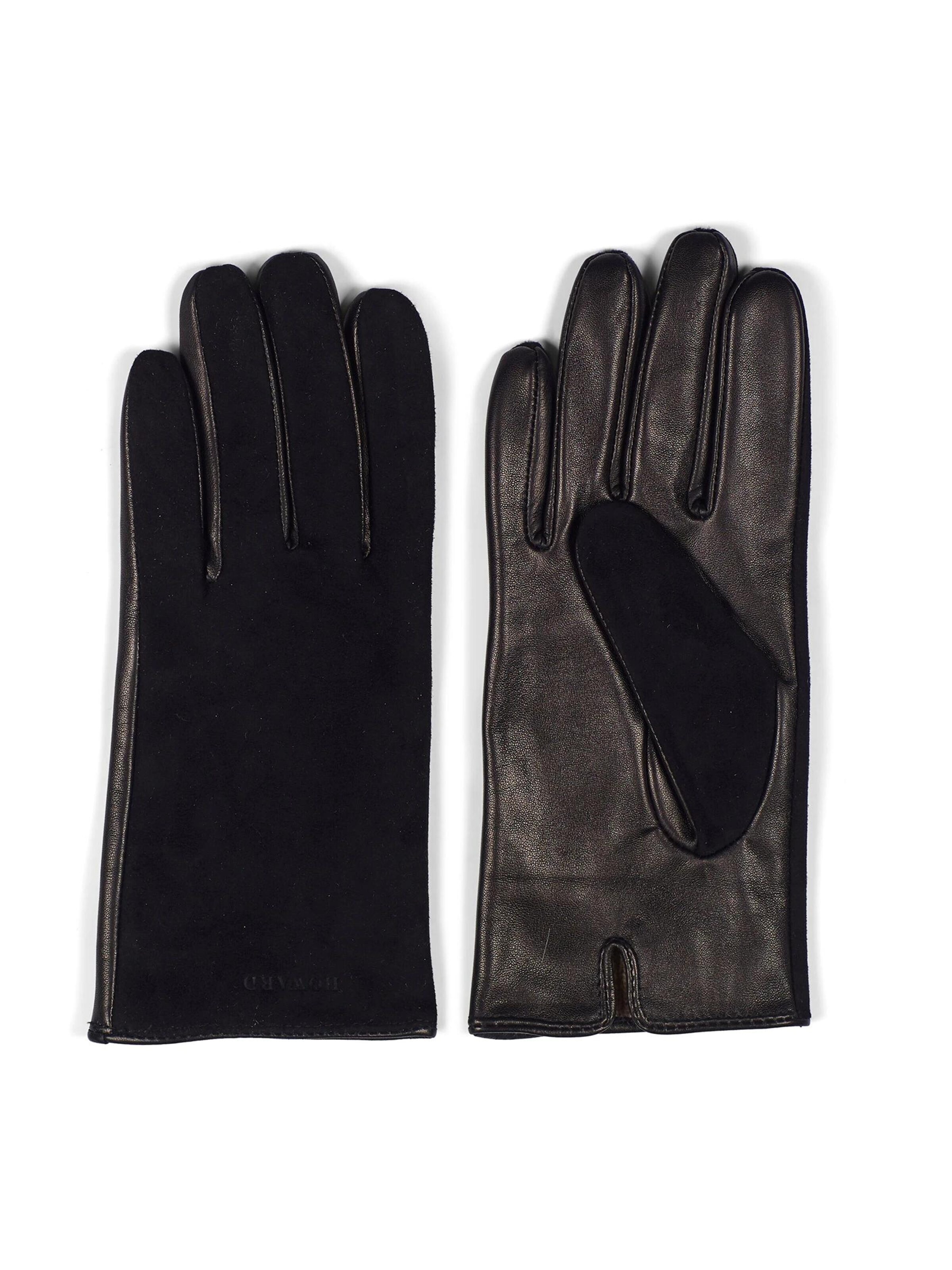 Howard London Full Finger Gloves 'Women's Leather Gloves Luna Black' in Brown: front