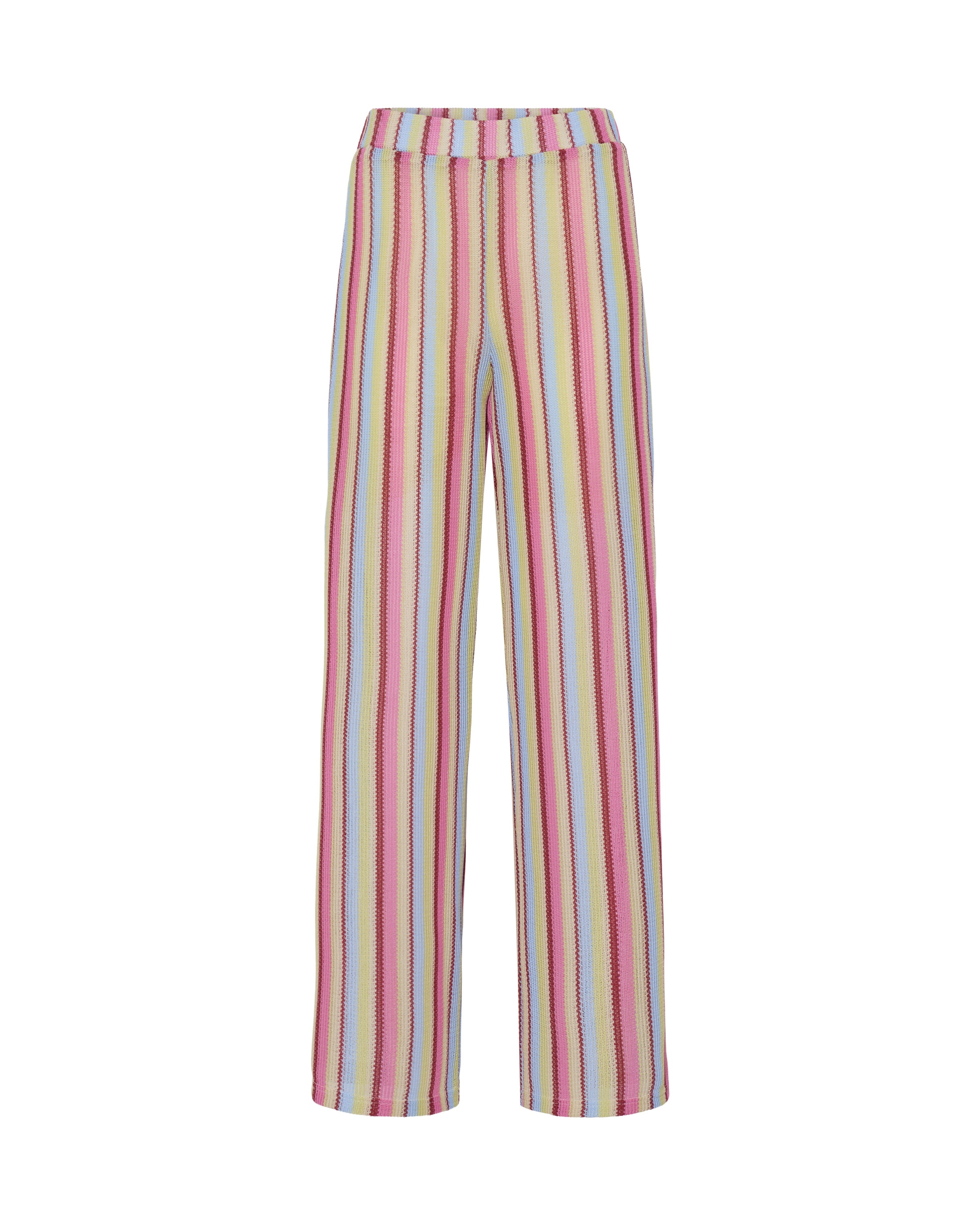 ICHI Pantalon 'IHLIBELLA' en vert clair / mélange de couleurs / rose, Vue avec produit