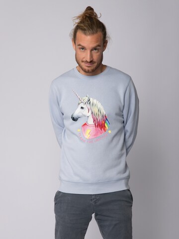 Watapparel Sweatshirt ' Flash, the unicorn ' in Blauw: voorkant