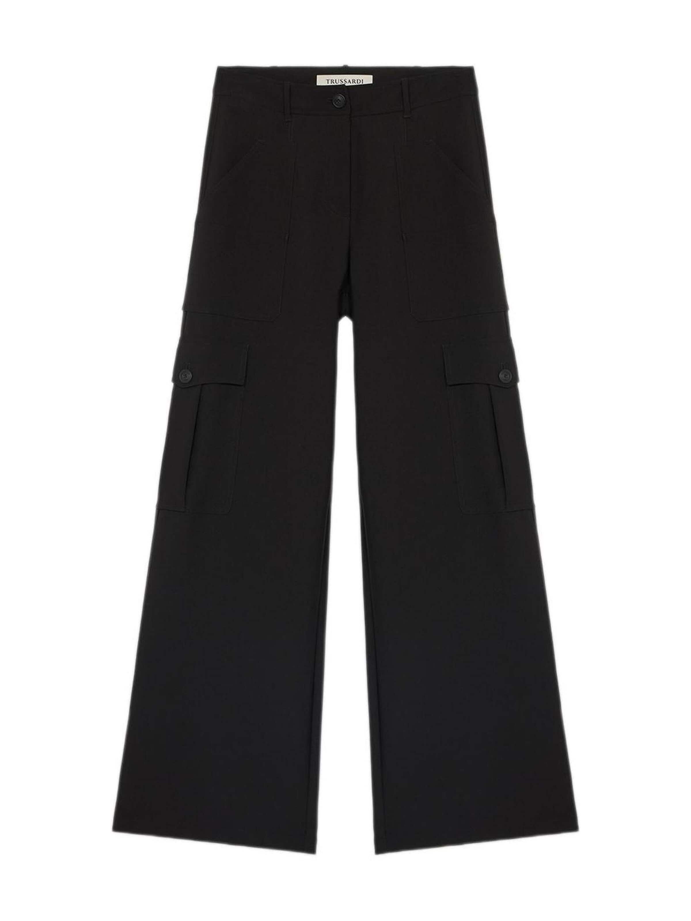 Wide Leg Pantalon Trussardi en noir : devant