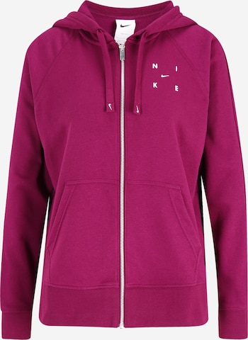 NIKE Athletic Zip-Up Hoodie in Red: front