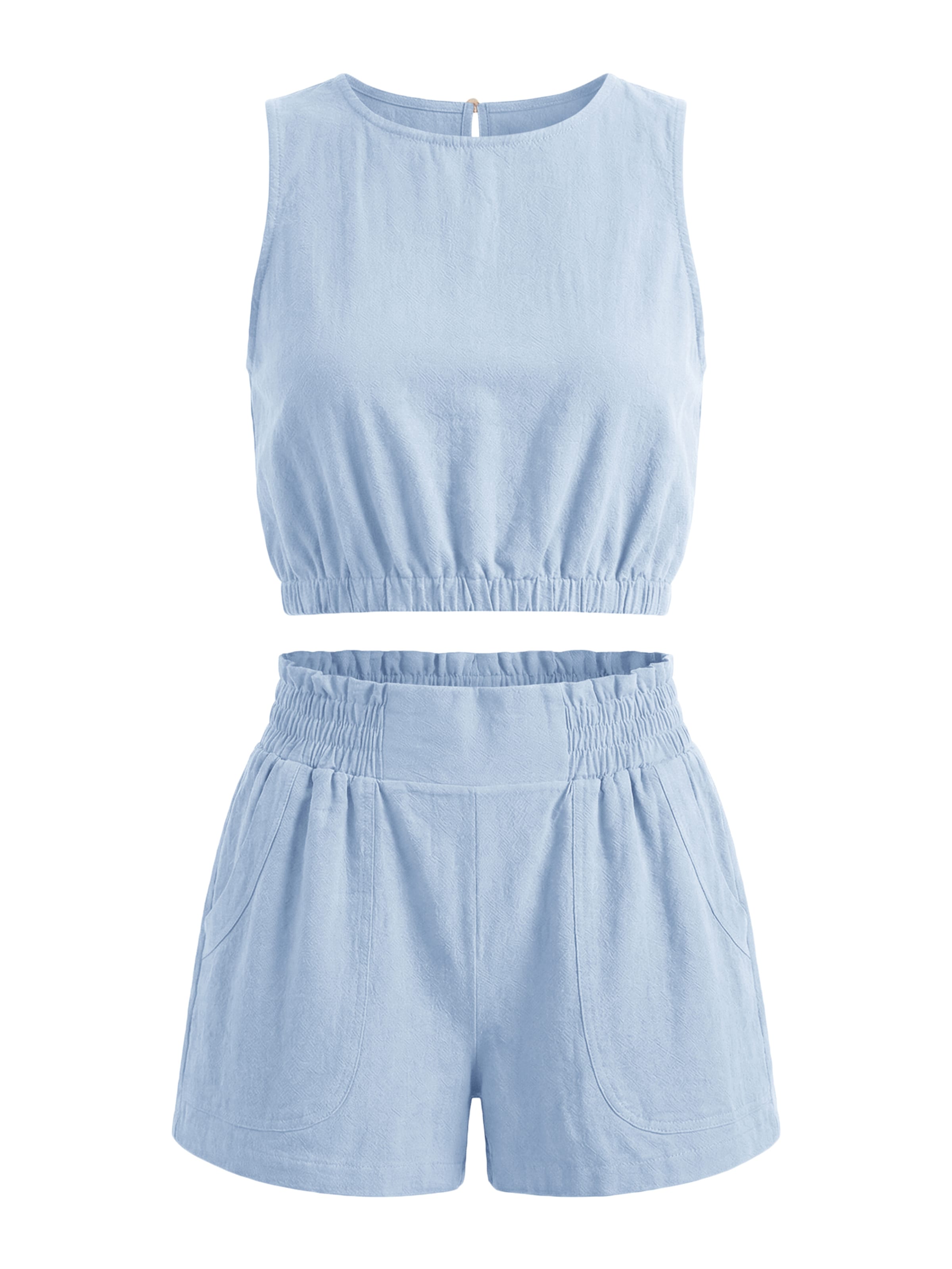 Costum cu pantaloni de la Imily Bela pe albastru: față