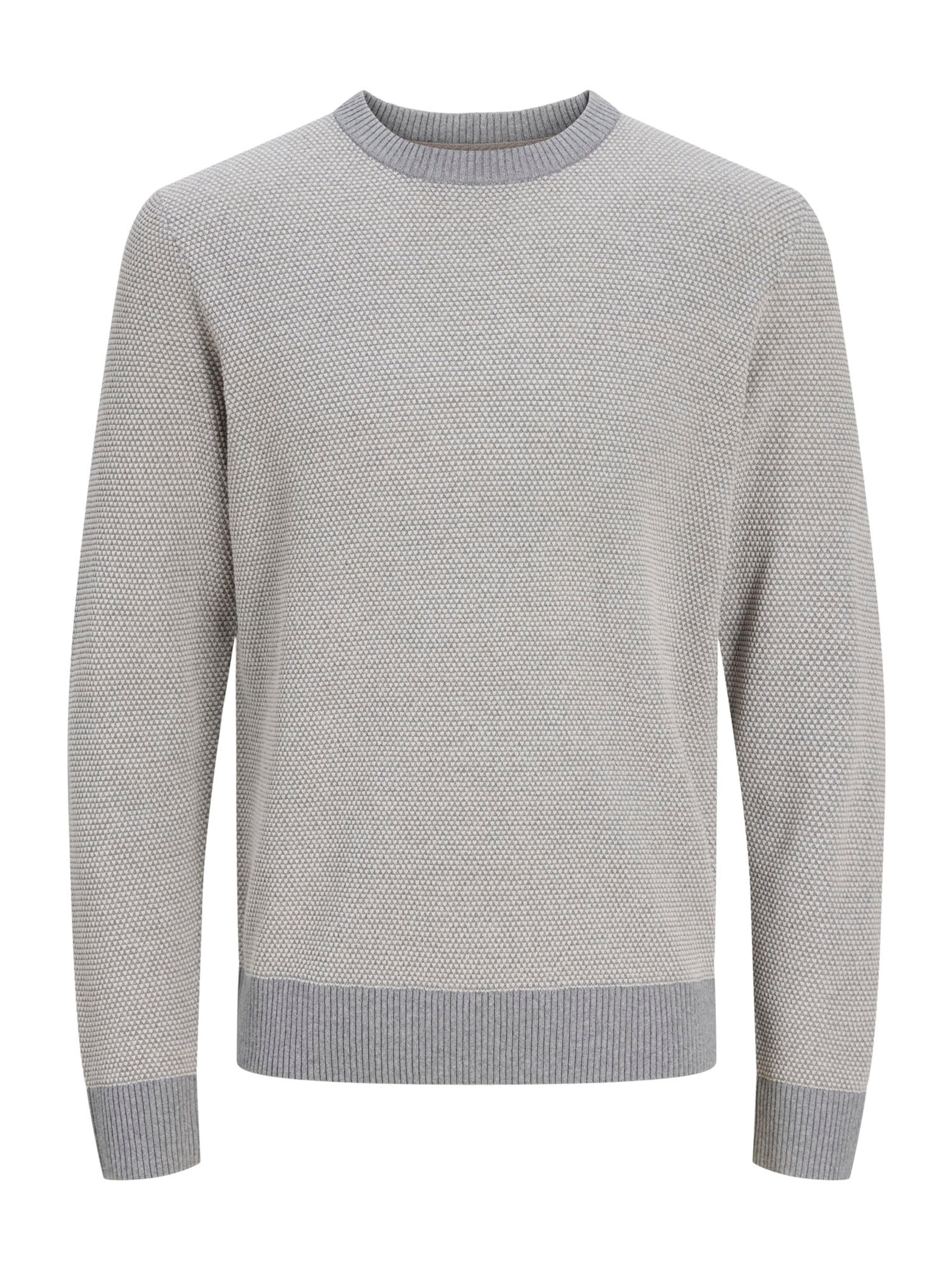 JACK & JONES Пуловер 'JWHGLOBE' в сиво: отпред